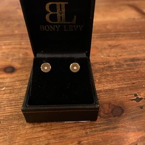 Bony Levy 14k gold earrings with tiny diamond center